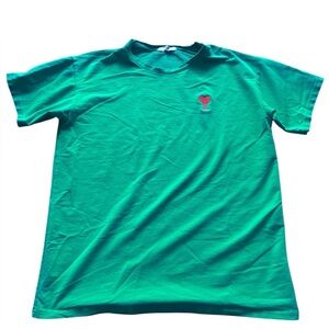 AMI Alexandre Mattiussi Green Heart Logo T Shirt Minimal Designer Tee